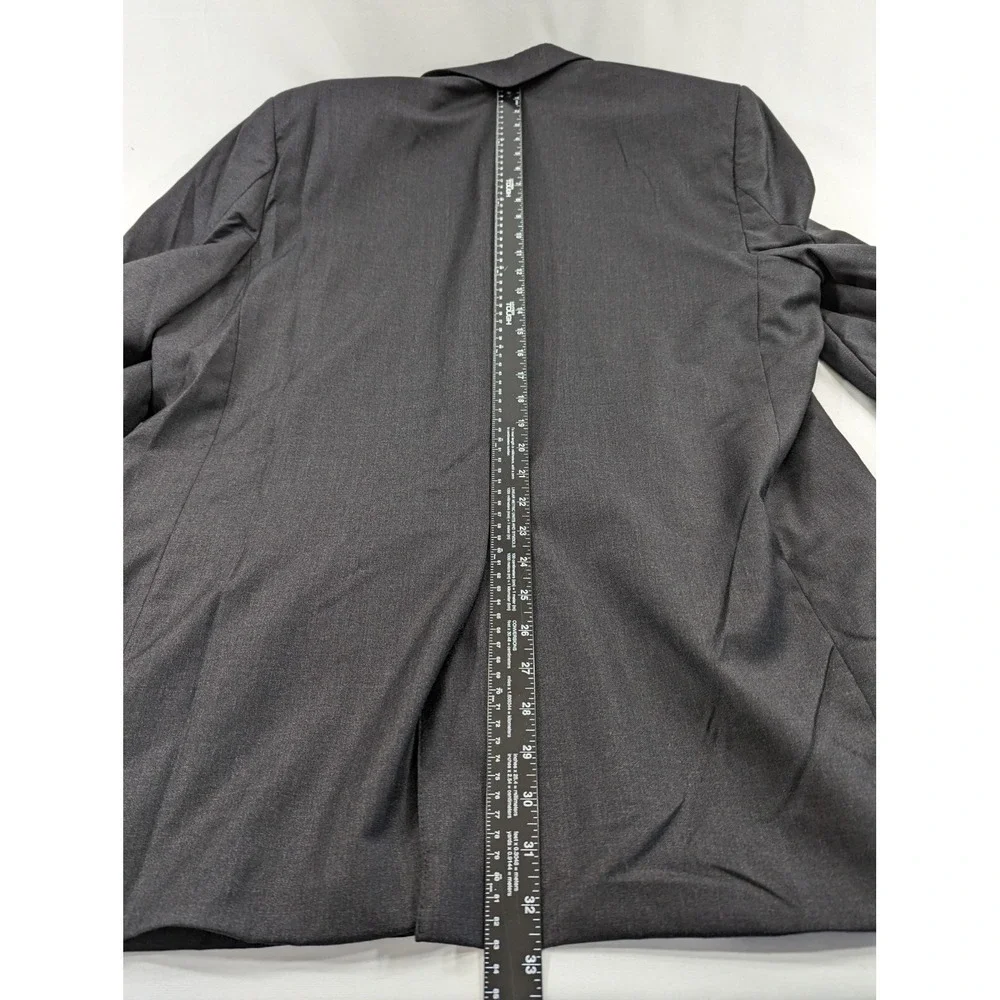 Harold Powell Mens Sport Coat Blazer Three Button Jacket Wool 44L Gray Crosshatc